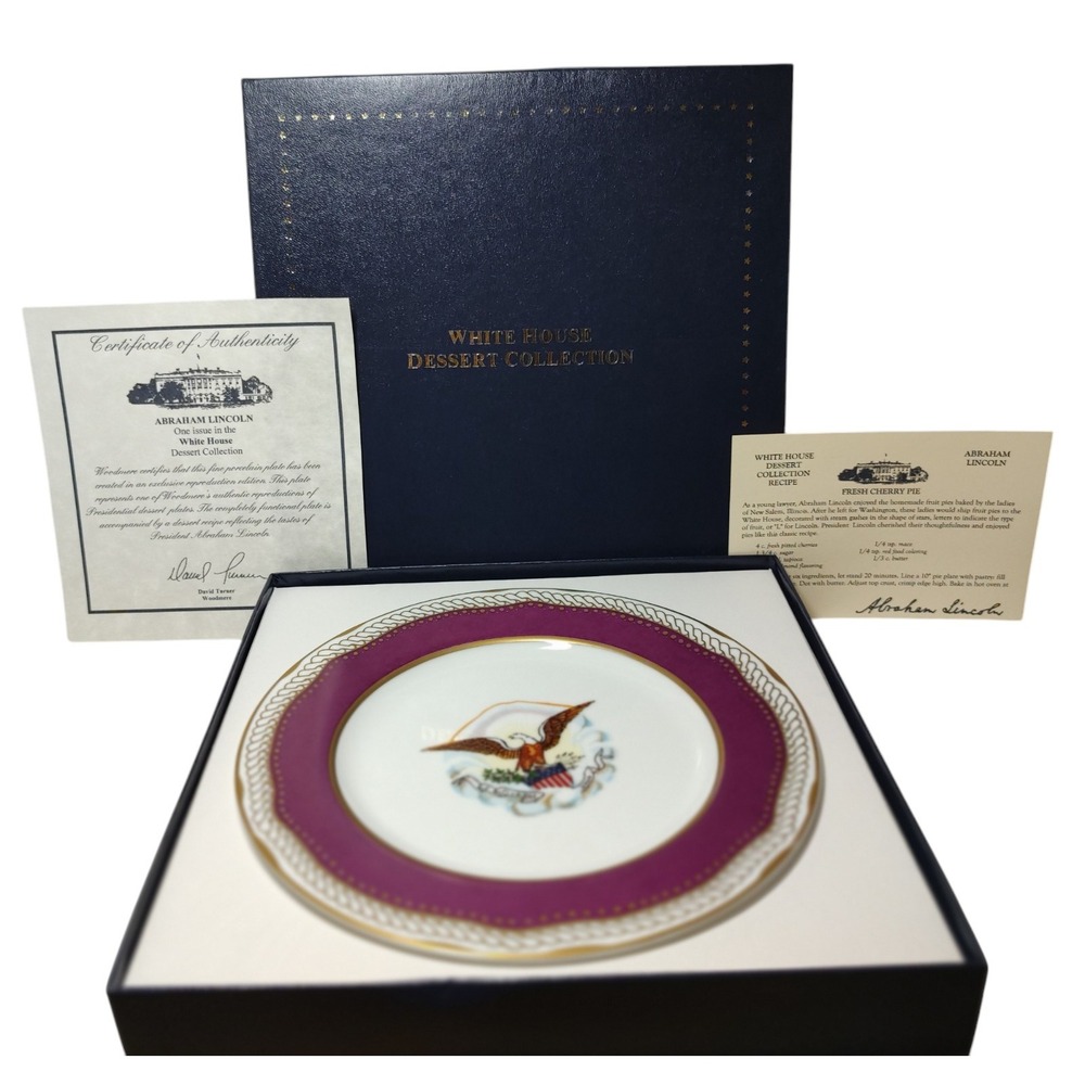 Woodmere Lincoln Plate‎ White House Dessert Collection Boxed 7.5 In Recipe
